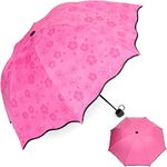 SAJANI Flower Print Folding Umbrella, Windproof And Waterproof Umbrella For Men And Women, Designer Fancy Umbrella For Rain And Uv Protection (Pack Of 1) (Pink Umbrella)