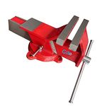 GIZMO Bench vice, Steel Bench Vise, Germany Base Professional Bench Vice Steel Iron, Heavy Duty Swivel Base, red (6 Inch - 150MM)