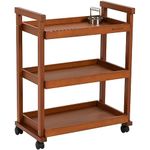 MEEDEN Art Cart, 3-Tier Art Supplies Storage Cart Organizer, Solid Beech Wood Rolling Utility Studio Art Cart with Wheels, Multifunctional Storage Trolley Shelving Unit Taboret Cart Fits Studio Easel