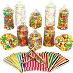 Truly Sweet Candy 10 Plastic Sweet Jars, 5 styles, 2 tongs, 50 bags Buffet (Aqua)