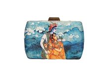 T & M THE VOGUE " Blue Color Radha & krishna Printed Clutch (Width:19 cm, Height: 11.5cm,)