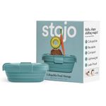 Stojo Collapsible Sandwich Box – Eucalyptus Green, 24oz - Reusable Food Storage Container - To-Go Travel Silicone Bowl for Hot and Cold Food - for Meal Prep, Lunch, Camping and Hiking- Dishwasher Safe
