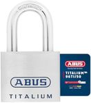 ABUS Titalium padlock 96TI/50 - lightweight lock body made of solid special aluminum - basement lock with reversible key - ABUS -Security level 8 - silver