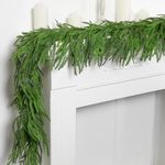 2Pcs Christmas Norfolk Pine Garland - 6 Ft Artificial Pine Greenery Cypress Garland - Faux Natural Touch Garland for Christmas Table Wall Door Decoration