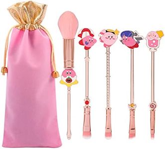 5Pcs Cute Game Makeup Brushes Professional Cartoon Cosmetic Brushes Foundation Blending Blush Eye Shadows Face Powder Fan Brushes Kit Perfect for Fansn (Pink C)