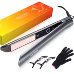 ANGENIL Ionic Hair Straightener and Curler 2 in 1, Professional Flat Iron Ceramic Titanium Straightening Curling Iron in One, Fast Heating Dual Voltage Travel Styling Tools with Auto Shut-Off