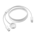 for Apple Watch Charger, 2 in 1 Magnetic Watch and 60W USB C Fast Charging Cable Compatible with iWatch Series 9/SE/8/7/6/5/4/3/2/1 & iPhone15/iPad/MacBook Series, 6ft/1.8m (White, 2 in 1 Cable)