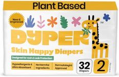 DYPER - Baby Diapers Hypoallergenic Cloth Alternative Day & Overnight Protection - Made with Plant-Based* & Honest Ingredients - Size 2 (32 Count)