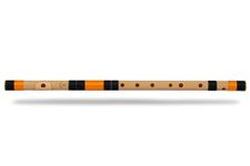 Radhe Flutes | A Natural Right Handed Base Bansuri | Black & Orange| Tuned With Tanpura A=440Hz | PVC Flute + Hindi & English Flute Lessons