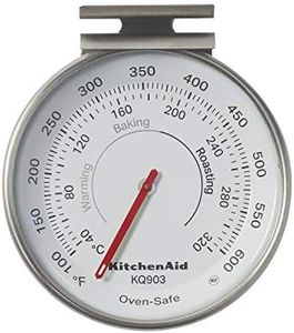 KitchenAid KQ903 3-in Analog Dial Oven/Appliance Thermometer, Oven Food Grill Chef Smoker Cooking Thermometer, TEMPERATURE RANGE: 100F to 600F, Stainless Steel