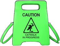 Caution Stop Sign Catwalk in Progress Funny Purse Messenger Bag Shoulder Crossbody Bag for Women, Green, One Size