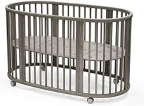 Stokke Sleepi Bed, Hazy Grey - Oval Crib Suitable for Ages 0-5 Years Old - Adjustable, Stylish & Flexible - Sturdy Beech Wood Frame