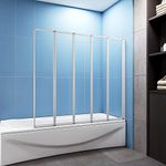 huibathrooms 5Fold Screem-1200x1400mm, Pivot Shower Bath Screen Panel