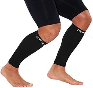 COPPER HEAL Calf Copper Compression Sleeves (Pair) Sport Muscle Strains Shin Splints Leg Socks Guard Running Marathon Soccer Rugby Tennis Golf Maternity Flight Gym Work
