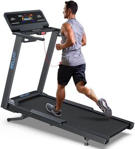WELLFIT Auto Incline Treadmill, 12% Incline Heavyduty Treadmill with Pulse Sensor, 4.5HP, 10 MPH, 500 lbs Capacity, 20'' x 55'' Running Area Treadmills with Bluetooth Player & LED Display