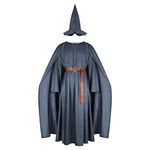 AYYOHON Adult Gandalf Robe Mithrandir Lord Rings Costume Grey Cloak with Wizard Hat Cape Halloween Cosplay Suit L