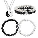 DKDDSSS 6Pcs Yin Yang Bracelet, Black and White Hand Ropes, Tai Chi Pair Bracelets, for Friendship Relationship Boyfriend Girlfriend Best Friend