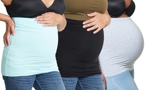 Maddie Moo Belly Band Seamless Maternity and Postpartum Shirt Extenders, 3X-Large - Blue/Black/Gray, Pack of 3