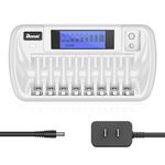 BONAI 8+1 Bay AA Battery Charger with LCD Display for Rechargeable AA/AAA NiMH/NiCd 9V Rechargeable Batteries