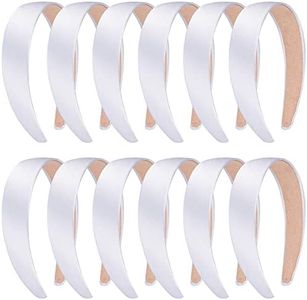 SIQUK 12 Pieces Satin Headbands White Headband 1 Inch Hard Satin Headband DIY Plain Hair Headband for Women and Girls