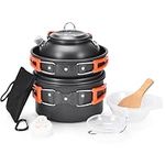 Outlery Camping Cookware Set - 6.7" Durable Camping Pots and Pans for Outdoor Backpacking, Hiking, and Picnic - Lightweight and Easy to Clean Cooking Equipment - Camp Essential for Open Fire Cooking