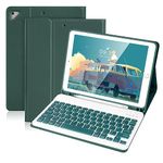 SOPPY Keyboard Case for iPad 9.7 inch, Bluetooth keyboard for iPad 6th Generation,iPad 5th Generation, iPad Pro 9.7 inch, iPad Air 2/1, with Auto Wake/Sleep & Built-in Pencil Slot- Deep Green