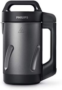 Philips Viva Collection SoupMaker, 1.2 L, Makes 2-4 servings, 6 Pre-set Programs, SoupPro Technology, Soup in Less than 18 Minutes, Eeasy Clean, Recipe Book, Black and Stainless Steel (HR2204/70)