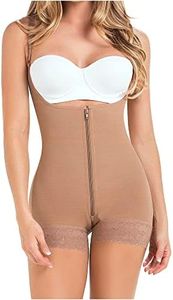 MARIAE 9235 Fajas Colombianas Reductoras y Moldeadoras Levanta Pompis BBL Faja Garment After Surgery Open-Bust Mid-Thigh Bodysuit Mocha 3XL