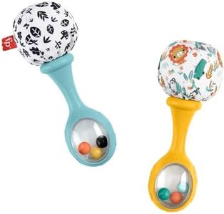 Fisher-Price Rattle ‘n Rock Maracas baby rattle sensory toys for newborn babies ages 3 months and older, HMF34