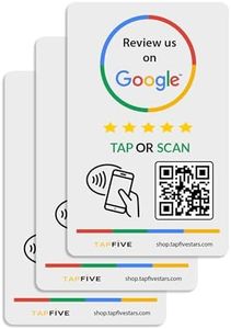 Google Review Tap Stickers 3-Pack by TapFive: Smart Tap NFC & QR for Instant Reviews - iPhone & Android - Boost Business Reviews Quickly - Powered by TapSnap (3-Pack)