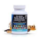 BUIE Sea Moss Capsules | 60 Capsules | Nutritional benefits of Irish sea moss, black seed, ashwagandha, Irish sea moss, burdock root, and bladderwrack | Multimineral Blend