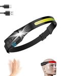 Coyonce Head Torch Rechargeable, Lightweight Headlamp Wide Beam Head Torches LED Super Bright Rechargeable 7 Modes Motion Sensor 230° Adjustable IPX4 Waterproof Headlight for Camping Fishing Running