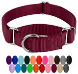 Country Brook Design | Martingale Heavyduty Nylon Dog Collar - Burgundy - Medium
