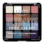 NYX Professional Makeup Ultimate Shadow Palette, 16 Vibrant True-To-Pan Eyeshadow Shades, Metallics, Shimmers, Colours and Nudes in Pressed Pigments, Vegan, Vintage Jean Baby, 0.8 g