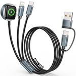 Upgraded for Apple Charger iPhone Charger Cable,3 in 2 for Apple Watch Charger/L Cable/USB C Cable,Travel Essentials Multi Fast Charging Cable Compatible with iWatch Series,iPhone 17-11, for RGB Cable