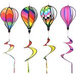 Toddmomy Hanging Wind Spinners Hot Air Balloon Decorations 4pcs Colorful Wind Stripe Ornament Rainbow Garden Cloth To Rotate Hanging Garden Hanging Decoration Spiral Hot Air Balloon