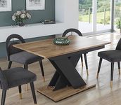 Furneo Modern Dining Table Only Extendable 120-160cm Oak Effect Tavolo03 MDF