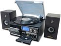LoopTone Vinyl Record Player with Dual 15W External Speakers 10 in 1 3 Speed Bluetooth Vintage Turntable CD Cassette Player AM/FM Radio USB Recorder Aux-in RCA Line-Out (Black)