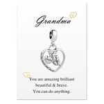 KunBead Jewelry Grandma I Love You to the Moon and Back Heart Birthday Dangle Charms Compatible with Pandora Bracelets Necklace Charm from Granddaughter