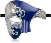 HyperFun Mens Masquerade Mask Phantom of The Opera Half Face Mask with Bowtie, Vintage Venetian Masks for Halloween Costume Party (Blue Knight)