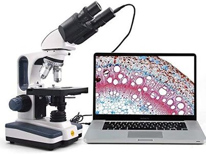 Swift Binocular Compound Microscope SW350B, 40X-2500X Magnification,Siedentopf Head,Research-Grade,Two-Layer Mechanical Stage,1.3mp Camera and Software Windows and Mac Compatible