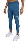 TCA Men's Elite Lightweight Tapered Running Workout Training Trackpant Trouser with Zip Pockets - Iron Blue, L