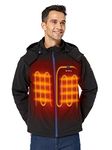 ORORO Men's Heated Jacket with Battery Pack and Detachable Hood (Black&Blue, XL)