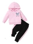 KidsCuddles Baby Girls Festive Sweatshirt Track Pants - Butterfly Pink 1-2 Years