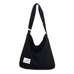 ZZPLN Women's Canvas Crossbody Bag Casual Hobo Bag Shoulder Bag Shopping Bag (Black)