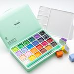 HIMI Gouache Paints Set with 3 Paint Brushes, 24 Colors, 30g, jelly gouache paint set, Non Toxic Paint for Canvas and Paper, Art Supplies for Professionals (GREEN