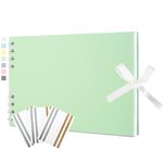 Scrapbook Photo Album 21.5x15cm DIY Memory Book Scrap Books 40 White Pages Ablums Kit with Stickers for Wedding, Travel, Birthday, Light Green