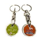 UK Phoenix Trolley Token New £1 Coin Shape 12 Sided Shopping Cart Key Ring Release Shop Locker Keychain (No.1 Mum & No.1 Dad)