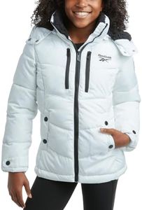 Reebok Girls Winter Jacket - Heavyweight Quilted Puffer Parka Coat - Weather Resistant Ski Jacket for Girls (4-12), Size 10-12, White