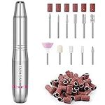 HALMAI Electric Nail Drill,USB Electric Nail Drill Machine for Acrylic Nail Kit,Portable Electric Nail File Polishing Tool Manicure Pedicure Kit Efile Nail Supplies for Home Salon (Silver)